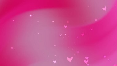 Pembe gradyan arka planda birkaç küçük kalp ve parıltı var
