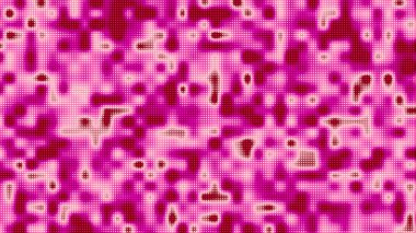 Noktalı desenler ve mozaik esinlenilmiş elementler içeren soyut pembe arkaplan