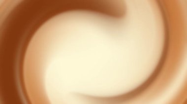 Dönen açık kahverengi ve bej renkler kremalı kahveyi tasvir eder. Kahve mönüleri, içecek reklamları ve rahatlatıcı dijital arka planlar için mükemmeldir.