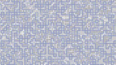 Birbirine bağlı gri ve mavi karelerden oluşan karmaşık ağ teknoloji ağı veri bağlantıları dijital kavramları tasarlar