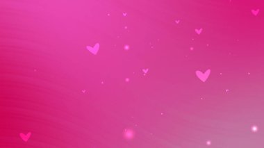 Yüzen Kalpler ve Parlayan Işıklar ile Romantik Pembe Gradyan Arkaplanı