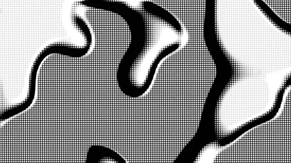 Siyah beyaz eğriler soyut yarım ton noktalı desen oluşturur