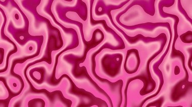 Pembe ve kırmızı dalgalı çizgiler ve sıvı dokudan oluşan dinamik soyut tasarım.