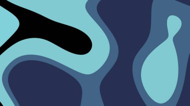 Mavi ve deniz mavisi tonlarında organik şekiller içeren modern soyut desen