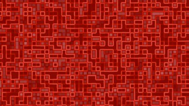 Kırmızı kareler birbirine bağlı karmaşık devre desenleri oluşturur