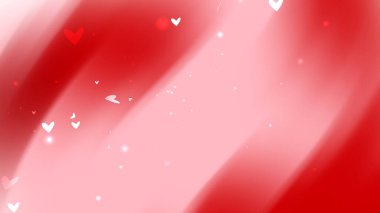 Kırmızı arkaplan, beyaz ve kırmızı kalplerin kıvrımlarını temsil eder.