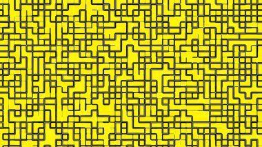Siyah Çizgiler Tasarımı ile Soyut Sarı Geometrik Labirent Arkaplanı