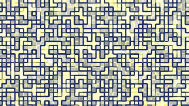 Neon Sarı ve Koyu Mavi Çizgilerle Soyut Geometrik Şablon