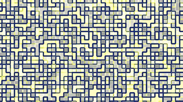 Neon Sarı ve Koyu Mavi Çizgilerle Soyut Geometrik Şablon