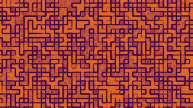 Dijital dizaynlar, fütüristik olay temaları veya teknoloji için ideal turuncu arkaplan üzerinde cesur mor çizgiler içeren soyut şebeke deseni posterler veya sunumlar gibi projelerden esinlenmiştir.