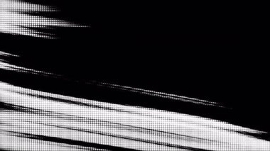 Siyah ve beyaz yarım tonlu noktalar dinamik dalga desenleri oluşturuyor. Parti posterleri veya dijital sanat projeleri için modern soyut tasarım ideal.