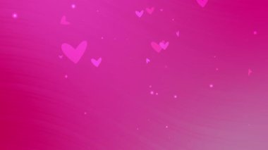 Parlayan kalpler ve yumuşak ışık parçacıkları içeren sevimli pembe gradyan arka plan romantik soyut tasarımlar için mükemmel sevgililer günü kartları estetik düğün davetiyeleri vs.