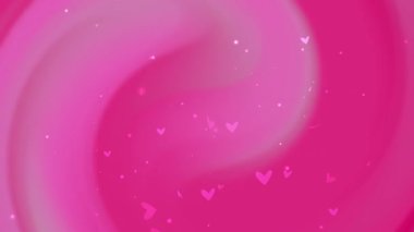 Sevgililer Günü kartları, estetik düğün davetiyeleri, soyut aşk temalı tasarımlar ve sosyal medya grafikleri için uygun dağınık kalplerle pembe girdap şeklinde sevgililer günü arka planı.