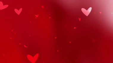 Sevgililer Günü için uygun küçük dağınık kalplere sahip kırmızı arka plan aşk temalı projeler ve romantik sosyal medya paylaşımları tasarlıyor.