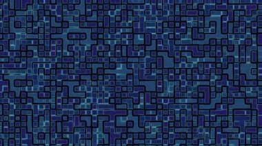 Birbirine bağlı çizgilere sahip karmaşık mavi kare ağ teknoloji iletişim veri ağı ve tasarımlardaki soyut kavramlar için idealdir.