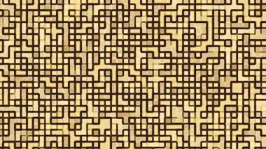 Bej arka planda kahverengi ızgaralı soyut geometrik labirent deseni teknoloji tasarımı için mükemmel fütüristik temalar ve dijital sanat markalaştırma bilim kurgu kavramları ve modern olay için ideal.