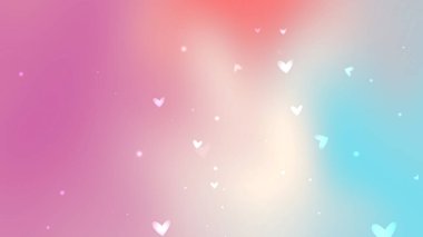 Yüzen Kalpler ve Parıltılarla Yumuşak Gradyan Arkaplanı