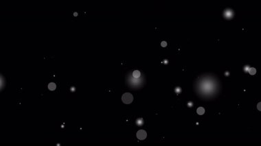 Beyaz parçacık örtüsü, soyut tasarımlar veya sanatsal projeler için ideal siyah şeffaf arkaplan üzerinde bulanık daireler ile bulanık bir etki ekler