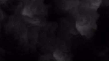 Yüzen sis ve ışık parçacıkları ile siyah ve gri duman Cadılar Bayramı için mükemmel soyut arkaplan karanlık olay temaları veya modern tasarım elementleri