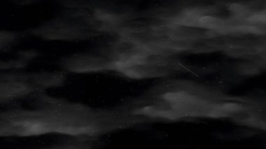 İnce Beyaz Duman ve Parçacık Efektiyle Dramatik Kara Bulutlu Arkaplan