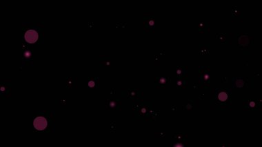 Pembe parçacık örtüsü siyah arkaplan üzerinde parlayan daireler oluşturur