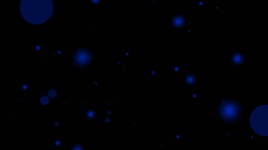 Mavi parçacık örtüsü siyah dairelere ve noktalara ışıltılı bir etki ekler