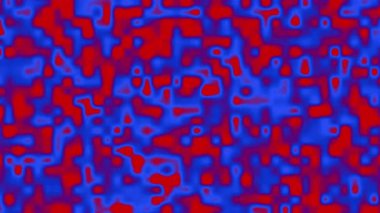 Bulanık dijital geometrik elementlere sahip kırmızı ve mavi renkler kullanarak soyut animasyon arka planı modern teknoloji görselleri veya Yeni Yıl ve Bağımsızlık Günü gibi küresel kutlama tasarımları için idealdir.