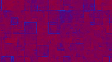 Mor ve mavi kare ızgaralı geometrik dijital desen, modern teknoloji projeleri web tasarımı veya Dünya Yaratıcılık ve Yenilik Günü veya başlangıç markası gibi küresel olaylar için idealdir.