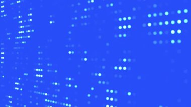 Yeni yılı kutlamak için mükemmel soyut dijital tarzda yüzen parçacıklara sahip parlak mavi arkaplan küresel festival afişi veya gelecekçi teknoloji sunumu