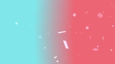 Web tasarım arka planı ve dijital sanat projeleri için uygun mavi ve kırmızı gradyan üzerinde dağınık beyaz karelerin basit soyut arkaplanı