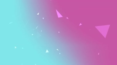 Ekranda süzülen soyut üçgen şekilli mavi ve pembe gradyan teknolojik olaylar için mükemmel fütüristik tasarım ve canlı kutlama grafikleri