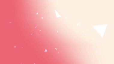 Çağdaş tasarım posterleri veya dijital olay davetiyeleri için ideal hareketli yüzen beyaz üçgen parçacıkları ile krem gradyan arkaplan için soyut kırmızı