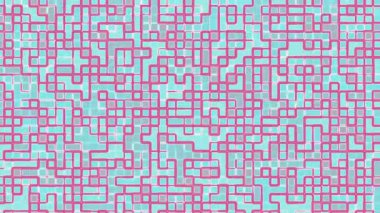 Cyan mavisi ve pastel pembeyle soyut, dikişsiz geometrik şebeke modeli teknolojik olay tasarımı fütüristik temalar ve modern kutlama geçmişleri için mükemmel.