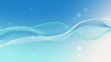 Açık mavi gradyan yumuşak dalga çizgileri ve yüzen parçacıklar ile zarif soyut arkaplan yeni yılı kutlamak için ideal web tasarımı veya temiz ve gelecekçi bir titreşim ile teknoloji sunumu