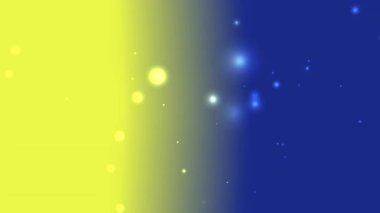 Parlayan ışık parçacıklarına sahip sarı ve mavi gradyan festival etkinliği için mükemmel dijital sanat eserleri ya da yeni yıl ve küresel kutlamalar gibi kutlama temaları tasarlıyor.