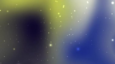 Bulanık mavi beyaz ve sarı arkaplan, soyut tasarım web siteleri ve sanatsal projeler için uygun beyaz parlayan noktalar.