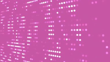 Yumuşak mor arkaplan üzerine soyut pembe parlayan nokta matrisi bulanık bokeh etkisi ile yeni yıl partisi davetiyeleri veya dijital kutlama temaları ve modern tasarım konseptleri için ideal.