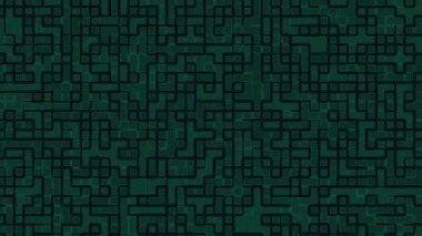 Koyu yeşil labirent desenli fütüristik dijital şebeke efekti bilim kurgu tasarım teknolojisi temaları ve Siber Pazartesi teknoloji konferansları ve oyun görselleri gibi etkinlikler için mükemmeldir.