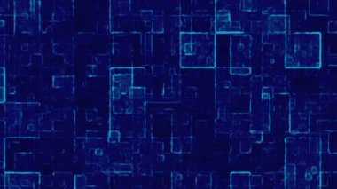 Soyut mavi dijital şebeke arka planı, parlayan kare elementi Derin mavi ton teknoloji teması bilim kurgu tasarımı siber güvenlik görselleri ve sunumu için mükemmel bir görünüm yaratır.