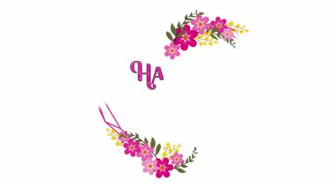 Anneler Gününüz kutlu olsun. Anneler Günü animasyonunda renkli çiçeklerle şekillendirilmiş kalp şeklinde yazılar. Renkli grafikler, zarif el yazısı ve ışıltılı detaylar.