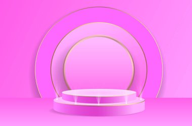 Pembe podyum. 3d oluşturma arkaplanı. modern soyut tasarım.