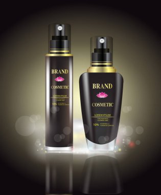 cream, lotion and sun, vector illustration. realistic cosmetic products.