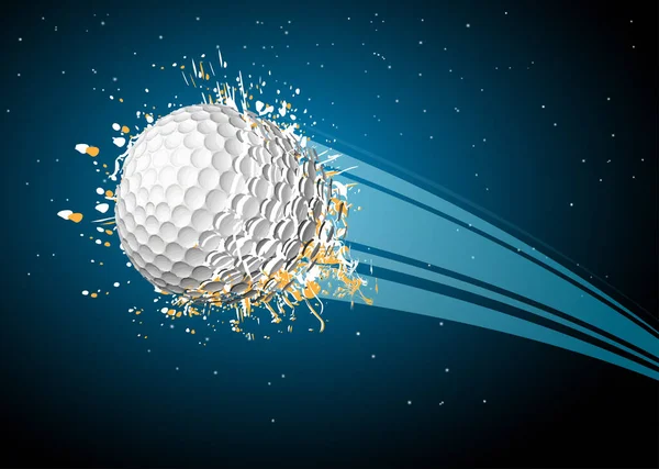 Vektor Illustration Eines Zerfallenden Golfballs Schwarzer Hintergrund — Stockvektor