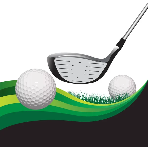 Golfball Mit Fahne Auf Dem Hintergrund Des Rasens Vektorillustration — Stockvektor