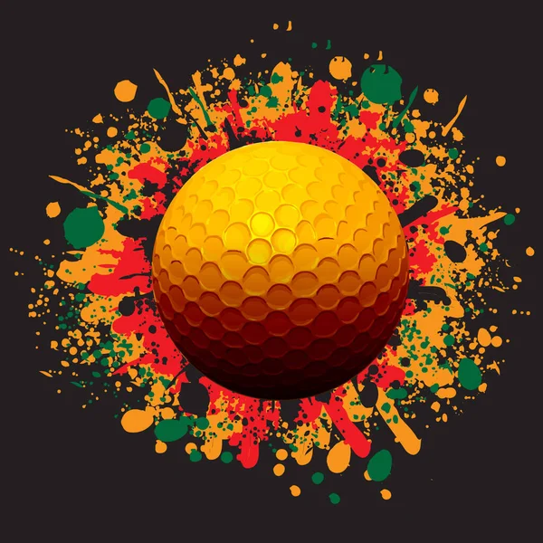 Golfbal Met Een Vlag Achtergrond Van Het Gras Vector Illustratie — Stockvector