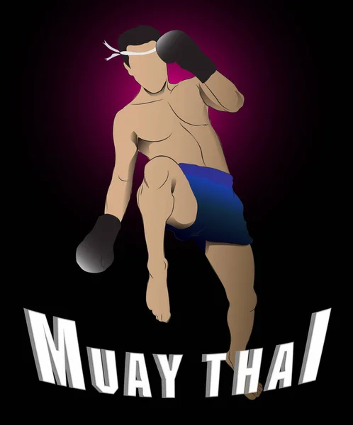 Illustration Vectorielle Silhouette Arts Martiaux Thaïlandais Muay — Image vectorielle