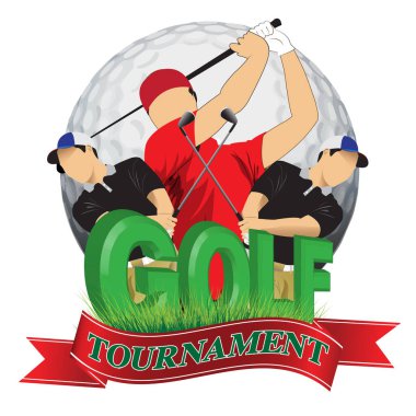 Renkli vektör sanat golfçüsü çizimi. Beyaz arkaplan.