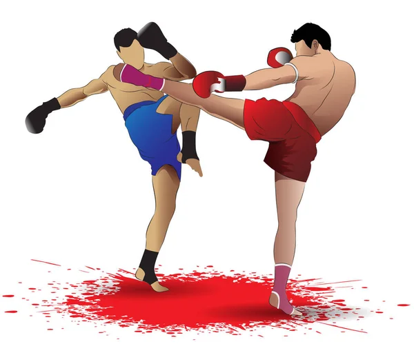 Muay Thai Arti Marziali Silhouette Vettore Illustrazione — Vettoriale Stock