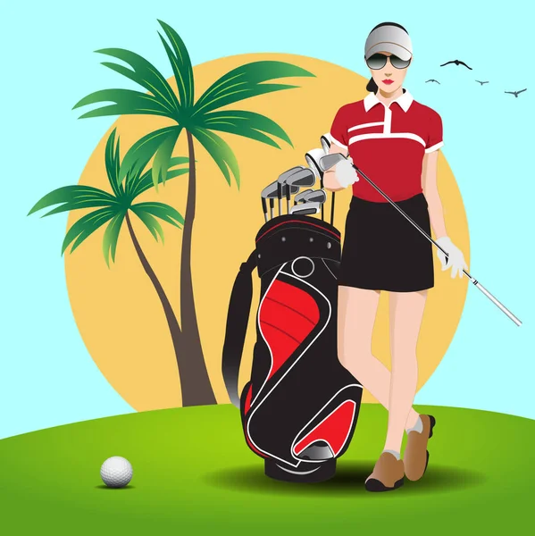Campo Golf Bandiera Vettoriale Illustrazione — Vettoriale Stock