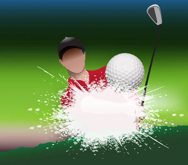 Golfbana Och Flagga Vektor Illustration — Stock vektor